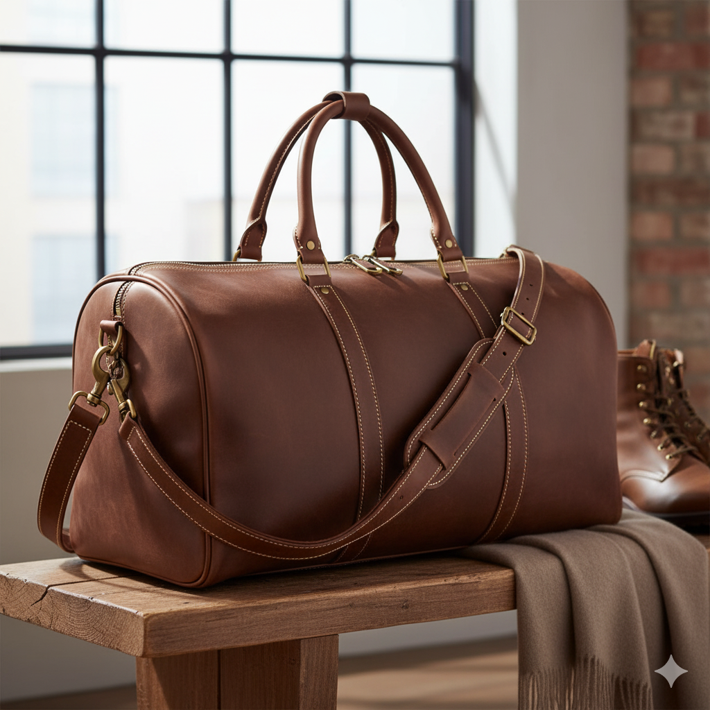 Nubuck Leather travel Duffle bag